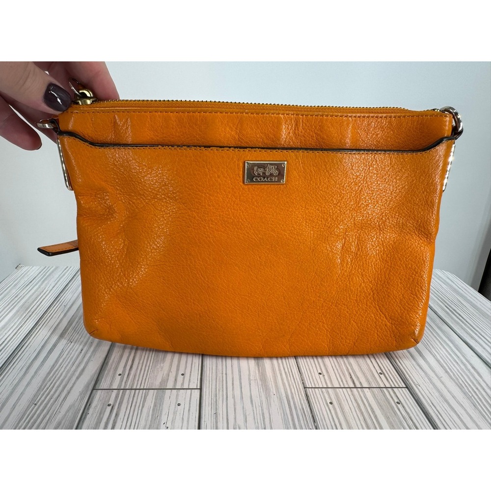 Coach Madison Pebbled Leather Crossbody Bag Orange‎ Mandarin Purse Handbag